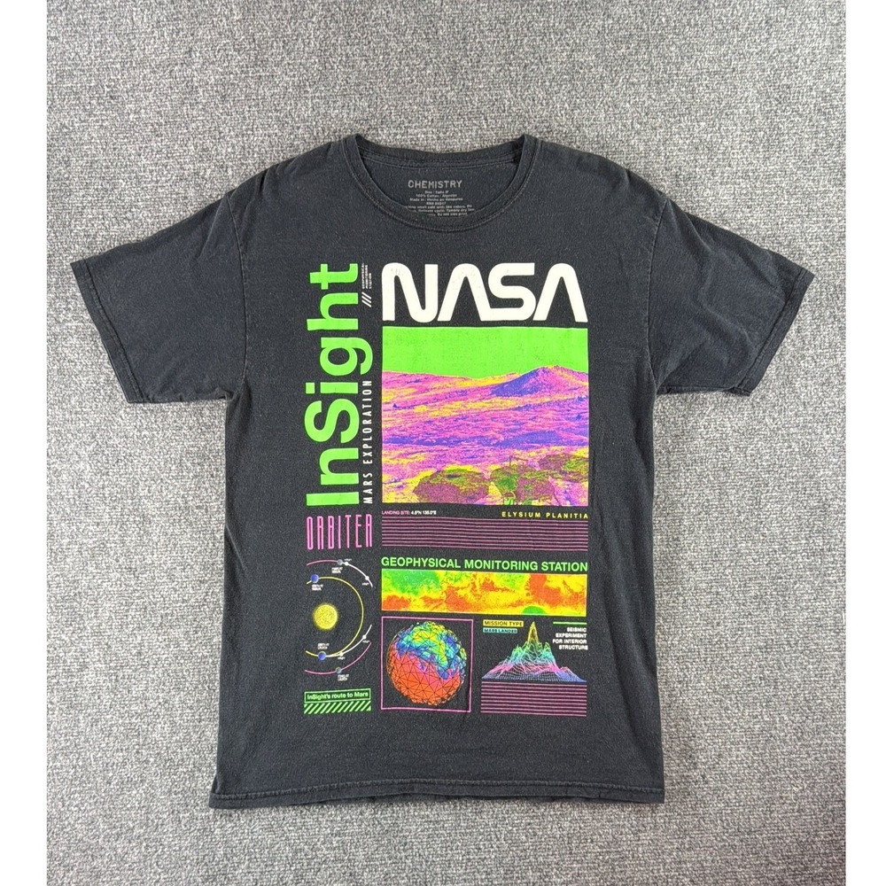 Chemistry NASA InSight Mars Exploration Graphic T-Shirt Black Neon Mens Medium